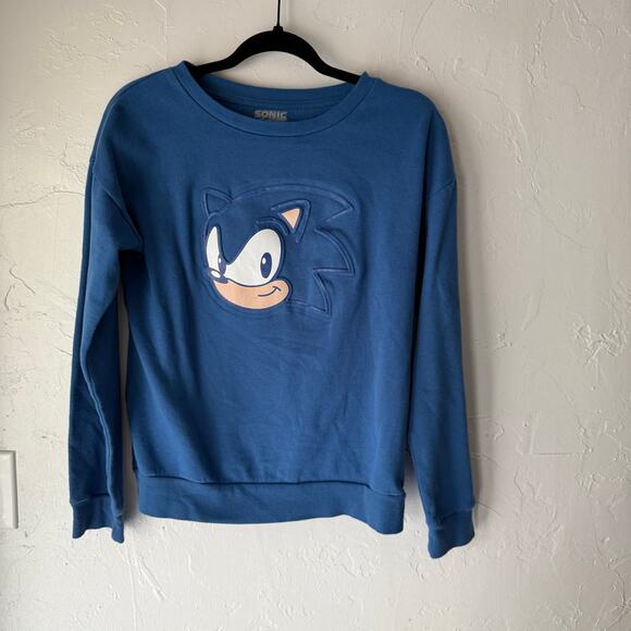 Boys Sonic the Hedgehog Blue Sweatshirt XL Pullover Gamer Graphic‎ Crewneck - Picture 1 of 8